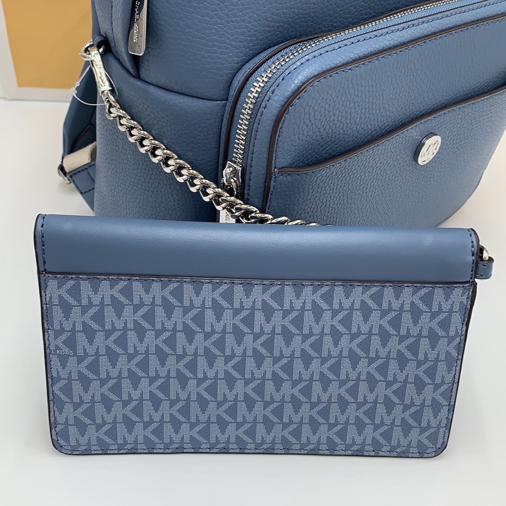 MICHAEL KORS  Maisie Medium Pebbled Leather 2-in-1 Backpack Denim  NWT - Picture 13 of 16